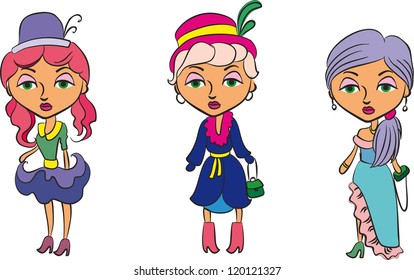 illustration vector teenage girl set