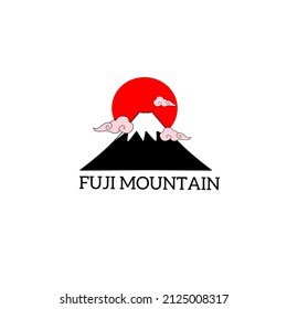 Illustration vector template logo design Fuji mountain and there is clouds from Japan