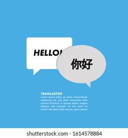 Illustration Vector: Template for Translator dialog box (Chinese word means Hello)
