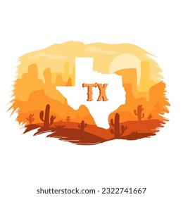 illustration vector of texas desert scenery perfect for print,etc