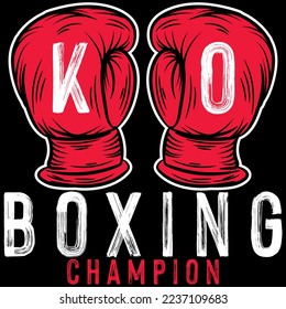 Illustration vector with text Boxing Champion Vintage logo for boxing on grunge background