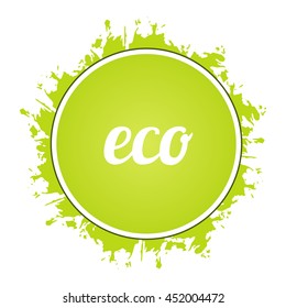 Illustration a vector with the text on a green round background for advertising, leaflet, cards, invitation. eco labels 