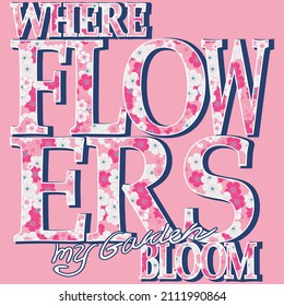 Illustration vector text where flowers bloom with pattern design spring design