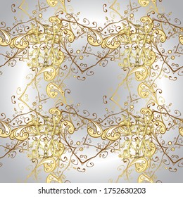 Illustration. Vector texture. Doodles on a gray and neutral colors. Seamless pattern Beautiful fabric background.