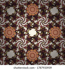 Illustration. Vector texture. Seamless pattern Beautiful fabric background. Doodles on a black, neutral and brown colors.