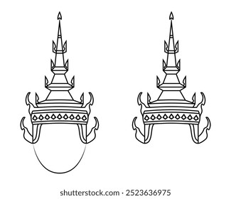 Illustration vector of Thai or Southeast Asian style crown or Makuta or Mongkut or Chada