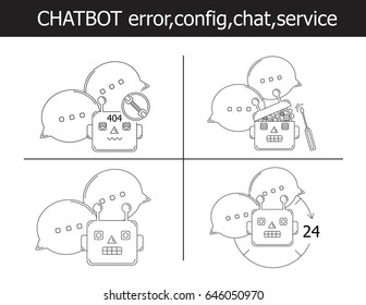 illustration vector thin line icon set of chat bot as concept.