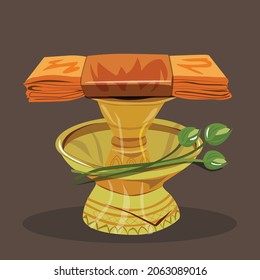 Vector de ilustración de tres prendas de un monje budista para hacer afiches, símbolos, 
todo el diseño de medios sobre fondo marrón