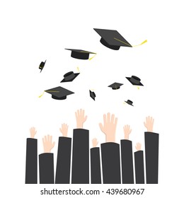 Illustration vector throwing graduate hat in graduation ceremony. A symbol of Education success.