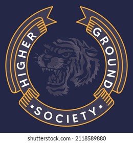 Illustration vector tiger college design with text and background