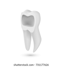Illustration of Vector Tooth Icon. Realistic Teeth Isolated on White Background
