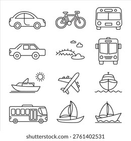 Illustration vector of a transport icon srt line art design