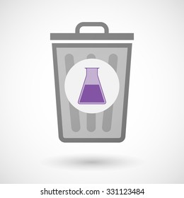 Illustration of a vector trash can icon with a flask