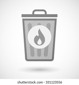 Illustration of a vector trash can icon with a flame