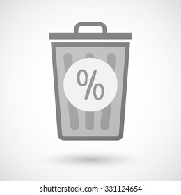 Illustration of a vector trash can icon with a discount sign