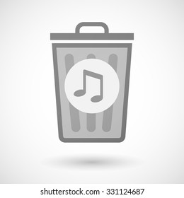 Illustration of a vector trash can icon with a note music