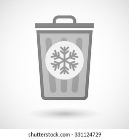 Illustration of a vector trash can icon with a snow flake