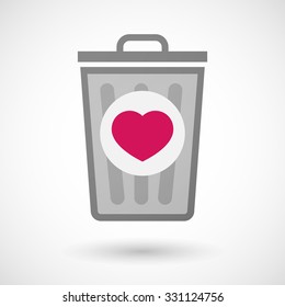 Illustration of a vector trash can icon with a heart