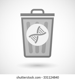 Illustration of a vector trash can icon with a DNA sign