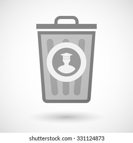 Illustration of a vector trash can icon with a student