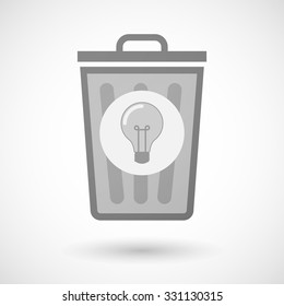 Illustration of a vector trash can icon with a light bulb