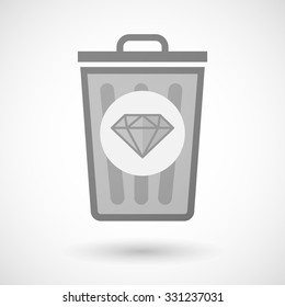 Illustration of a vector trash can icon with a diamond