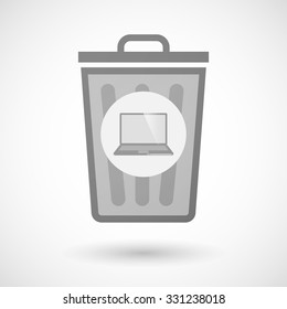 Illustration of a vector trash can icon with a laptop