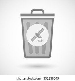 Illustration of a vector trash can icon with a satellite