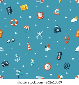 Illustration of vector travel flat design pattern