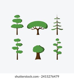 illustration vector of tree set icon on white background