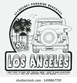 illustration vector tropical los angeles graphic print