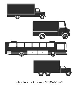 Illustration Vector Truck and Bus. Silhouette Truck and Bus