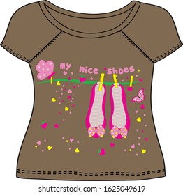 illustration of vector t-shirt fly and heart shoes.eps