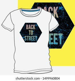 Illustration vector t-shirt with text and background