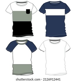 Illustration vector T-shirts Silhouettes with colors and blocks Fashion design
