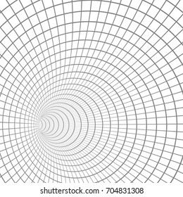 Illustration of Vector Tunnel Background. 3D Wireframe Grid Tunnel