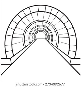 Illustration vector of a tunnel coloring page
