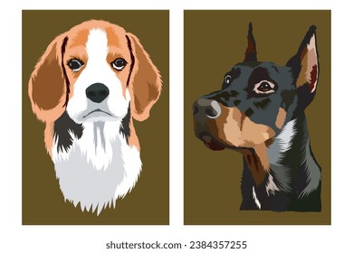 illustration vector of two dogs