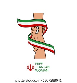 illustration vector of two hand holding each other and irani flag perfect for iranian solidarity 