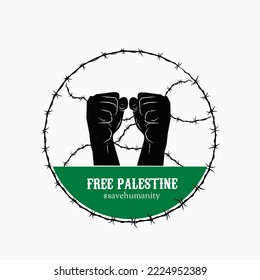illustration vector of two hand in wire,palestine independence,perfect for print,poster,etc.