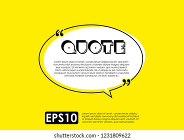 Illustration vector of typography design. Remark quote text box poster template concept. blank empty frame citation. Quotation paragraph symbol icon. double bracket comma mark. bubble dialogue banner.