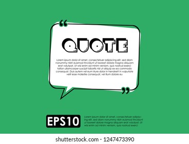 Illustration vector of typography design. Remark quote text box poster template concept. blank empty frame citation. Quotation paragraph symbol icon. double bracket comma mark. bubble dialogue banner.