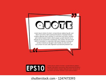 Illustration vector of typography design. Remark quote text box poster template concept. blank empty frame citation. Quotation paragraph symbol icon. double bracket comma mark. bubble dialogue banner.
