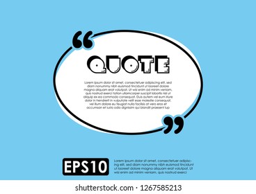 Illustration vector of typography design. Remark quote text box poster template concept. blank empty frame citation. Quotation paragraph symbol icon. double bracket comma mark. bubble dialogue banner.