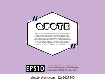 Illustration vector of typography design. Remark quote text box poster template concept. blank empty frame citation. Quotation paragraph symbol icon. double bracket comma mark. bubble dialogue banner.