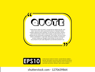 Illustration vector of typography design. Remark quote text box poster template concept. blank empty frame citation. Quotation paragraph symbol icon. double bracket comma mark. bubble dialogue banner.