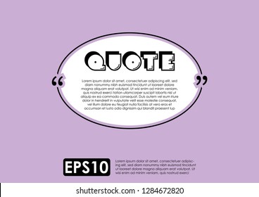 Illustration vector of typography design. Remark quote text box poster template concept. blank empty frame citation. Quotation paragraph symbol icon. double bracket comma mark. bubble dialogue banner.