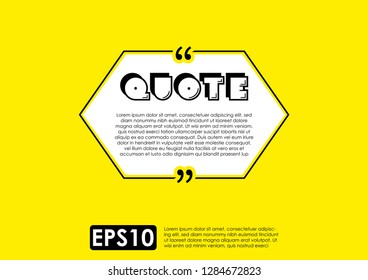 Illustration vector of typography design. Remark quote text box poster template concept. blank empty frame citation. Quotation paragraph symbol icon. double bracket comma mark. bubble dialogue banner.