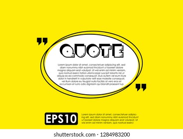 Illustration vector of typography design. Remark quote text box poster template concept. blank empty frame citation. Quotation paragraph symbol icon. double bracket comma mark. bubble dialogue banner.