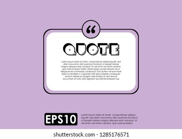 Illustration vector of typography design. Remark quote text box poster template concept. blank empty frame citation. Quotation paragraph symbol icon. double bracket comma mark. bubble dialogue banner.